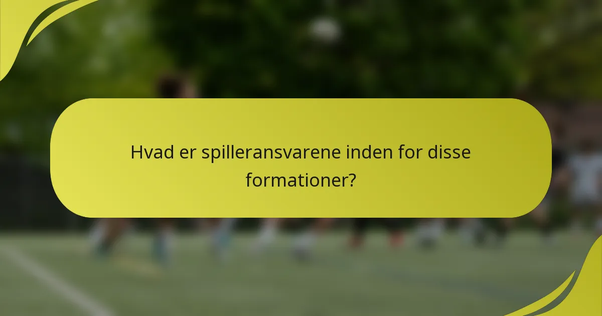 Hvad er spilleransvarene inden for disse formationer?