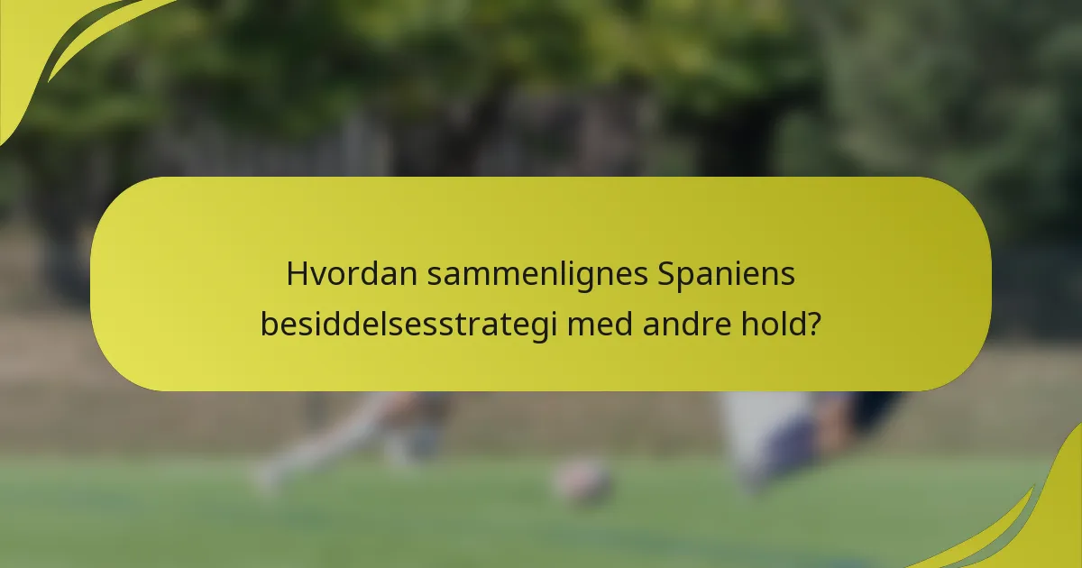 Hvordan sammenlignes Spaniens besiddelsesstrategi med andre hold?